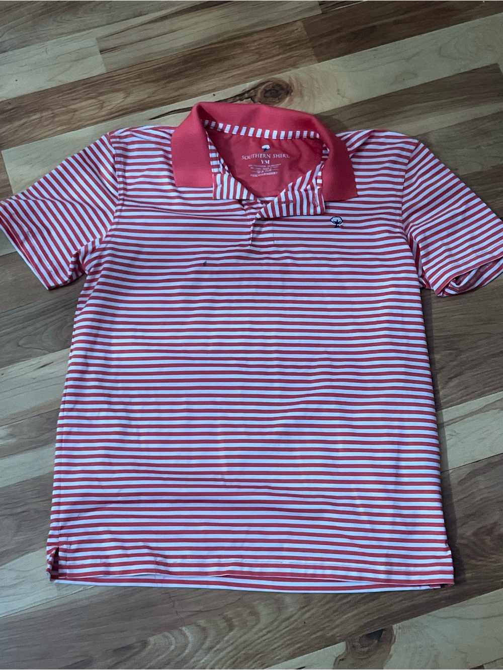 Southern Marsh Red and White Striped Youth Polo